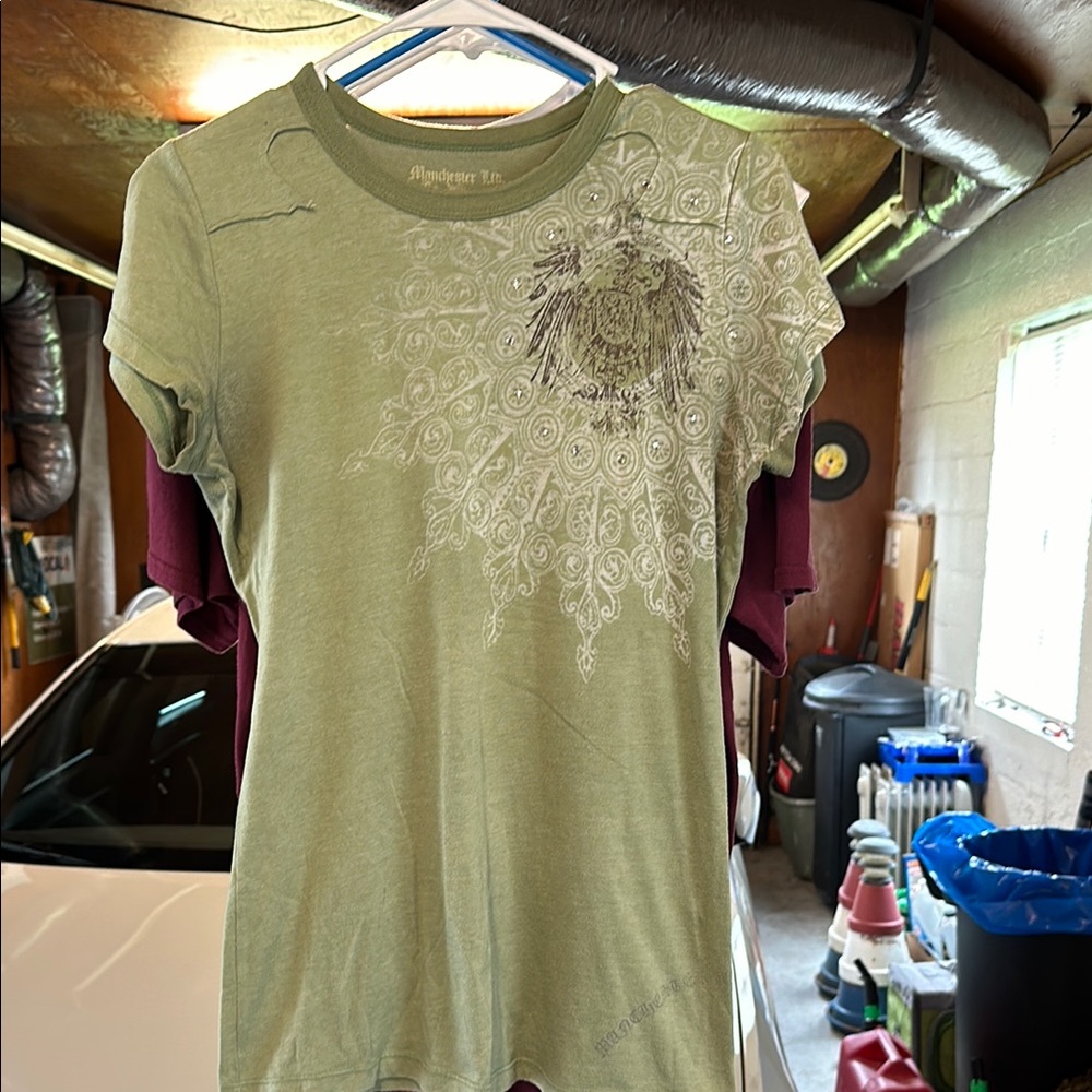 Affliction Women's Green Graphic Tee